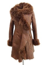 Damenjacke  Felljacke Lammfelljacke Kapuze Braun bis Gr.54 NEU Winterjacke