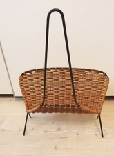 Zeitungsständer Zeitschriftenhalter aus Weide Eisen im Stil von Raoul Guys 50er