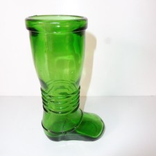 Grüner Alter Glas Stiefel 60er / 70er Jahre