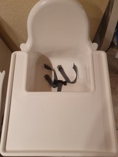 IKEA ANTILOP Kinderhochstuhl mit Tablett, Sitzgurt, Babystuhl, weiß/silberfarben