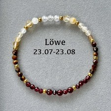 Armband für Löwe ♌ – Citrin, Tigerauge & Granat – Mut, Energie & Erfolg ✨