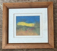 WOLLBILD FILZBILD - MOHNBLUMEN LANDSCHAFT - vintage gerahmt - SUNNISIDE