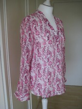 EXCLUSIVE BLUSE VON 120% LINO - GR: 36/Ttl. 42 - ROSÉ-WEIß - 100% Leinen -