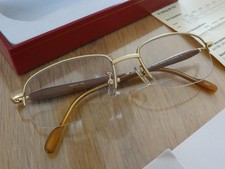 Cartier Brille - Holzgestell - 52-19 138 + Box & Originalgläser - vergoldet -