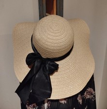 ? Großer Damen Sonnenhut Panama Strohhut Breite Krempe UV Schutz Rockabilly ?