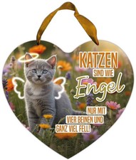 Herz-Blechschild Katzen sind