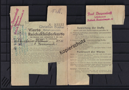 Vierte reichskleiderkarte für - reichskleiderkarte,
