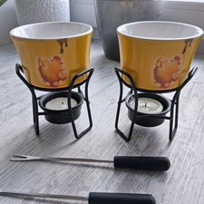 2 x Schokoladen Fondue Set auf Metall Ständer witzig