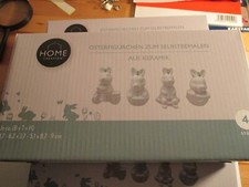 1 x Oster Deko zum anmalen, 4 Figuren Osterhasen NEU ( 3 )