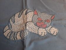 Kissen Bezug mit Katze Patchwork 38 x 37 cm Zierkissen Dekokissen Handarbeit