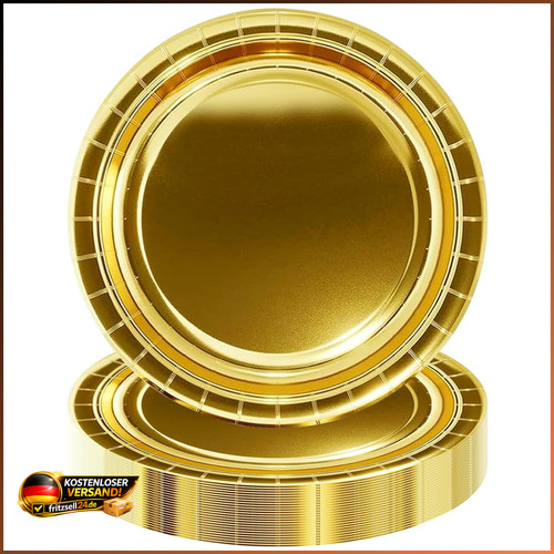 Pappteller 23cm gold stück - 50,