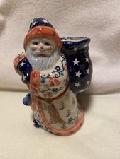 Boleslawiec Bunzlauer Keramik Weihnachtsmann Handarbeit, ca. 23 Cm