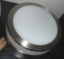 Chice Deckenlampe/Decken-Leuchte,Lampe,rund,Edelstahl+weißes Glas/Flur,Bad,Küche