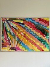 Handmade Handgemalte Kunst Poster Abstrakt Unikat Acryl Bunt Mit Rahmen 70x100