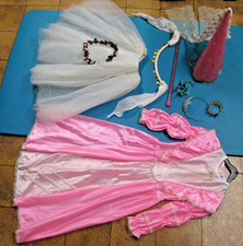 Mädchenkostüm Prinzessin Fee Ballerina 128 Hut Krone Tüllrock Zauberstab 