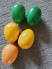 5 Deko-Ostereier | Kunststoff | grün, gelb, orange