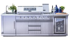Outdoor-Küche mit Gasgrill Kühlschrank Spülbecken aus Edelstahl Ondis24