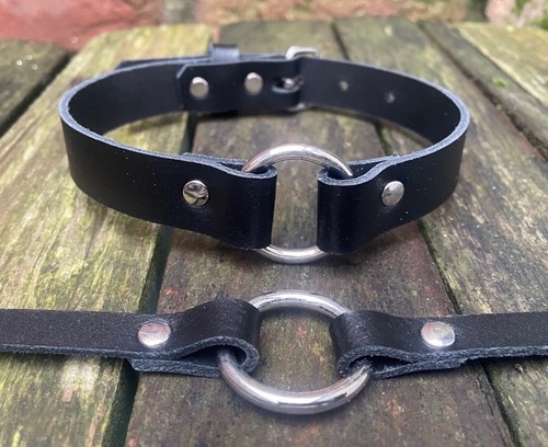 Echt leder ring choker - echt, o-ring