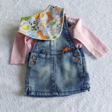 Puppenkleidung 3tlg. Jeans-Rock -Langarmshirt und Halstuch  Größe:  ab 50  cm