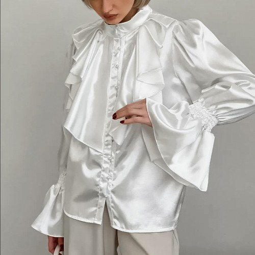 Damen satinbluse mit - damen,