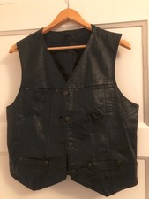 Schwarze Echtlederweste