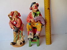 2 Clown Holzfiguren Musikclown