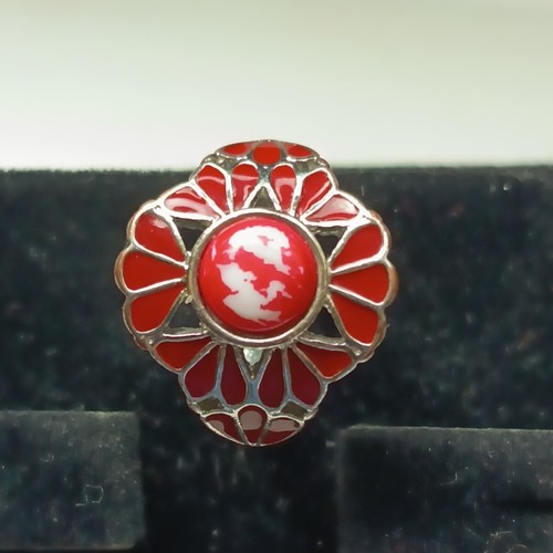 Ring roter emaille stein 78 - ring, 6,78