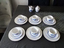Schumann Arzberg Kaffeeservice Echt Kobalt blaue Rose Reliefdekor 6 Pers.