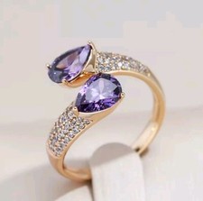 Luxus Ring 585er Rolled Roségold Walzgold mit  Lila Zirkonia Größenverstellbar