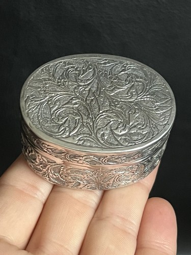 Alte pillendose silber - pillendose, floral