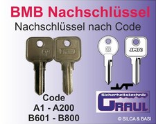 BMB-1, Nachschlüssel nach Code für Möbelzylinder,Stahlschränke,Kleinzylinder