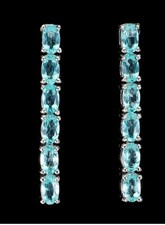 925Silber OHRRINGE HÄNGER Edelsteine Echt,Paraiba blue Top Apatit 14ct Vergoldet