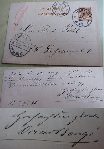 Rohrpost karte berlin 1896 - berlin,