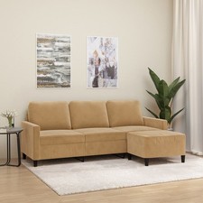 3-Sitzer-Sofa mit Hocker Samt