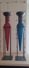 2 Kerzenständer Metall + Holz