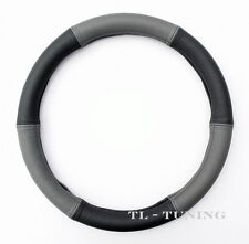LKW Ø 44 - 46 Lenkradbezug Lenkradhülle Lenkradschoner GRAU-SCHWARZ Echt LEDER