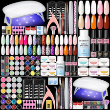 Acryl Nagelset Starterset UV Lampe 6W 34PCS Pulver Liquid 4 Farben Gel Nagellack