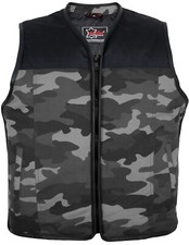 Biker Weste Textil Grau Camo