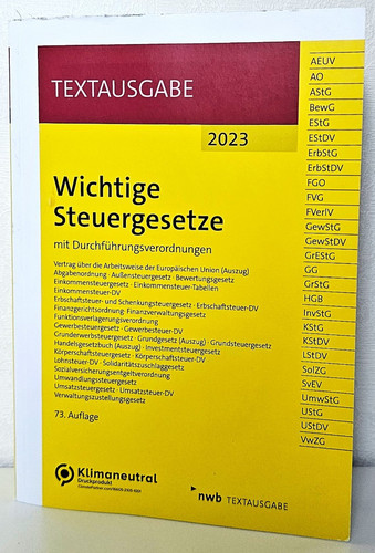 Nwb wichtige steuergesetze - wichtige,
