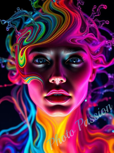 Foto portrait frau neon - foto, a4
