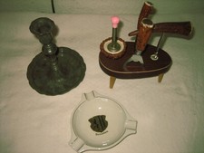 Barset mit Horn,  Aschenbecher Dresden , Kerzenständer  Bar Deko Vintage