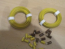 Kabel Zwillingslitze 2x5m f. Eisenbahnlampen braun/gelb *NEU* plus 20 Stecker 