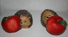 Tierfiguren Igelpaar 2erSet mit Apfel Terracotta Deko 6,5 cm bis 8 cm h Igel