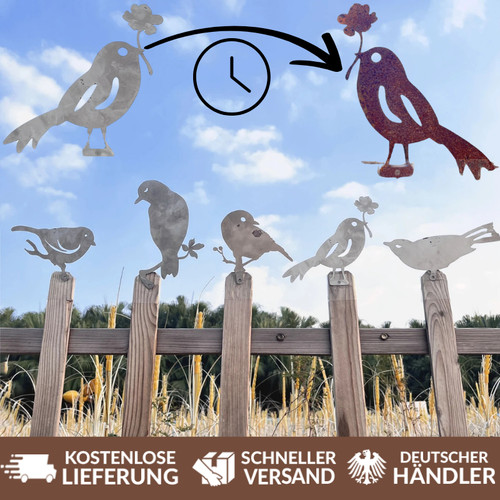 Rostige vögel deko - 5x,