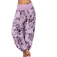 Leichte Sommer Hose Strand Harem Aladin Freizeit Ali Baba Pumphose Pluder Blume