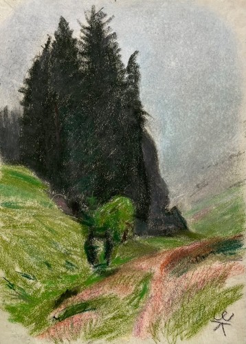 Pastell sommerlandschaft berge - pastell,