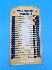 #SE3834# alte Frankfurter Küche Merktafel Blech *Was fehlt im Haushalt?*