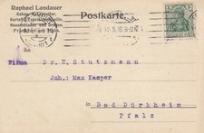 FRANKFURT/M., Postkarte 1916, Raphael Landauer Kakao-Butter Kartoffel-Fabrikate