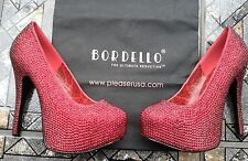 Pleaser USA Bordello Teeze Plateau Pumps rot strass 40 glamour luxus high heels