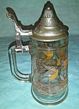 Bierkrug aus Glas mit Zinndeckel Teich,Ente,Stockente 0,3 Liter K 462